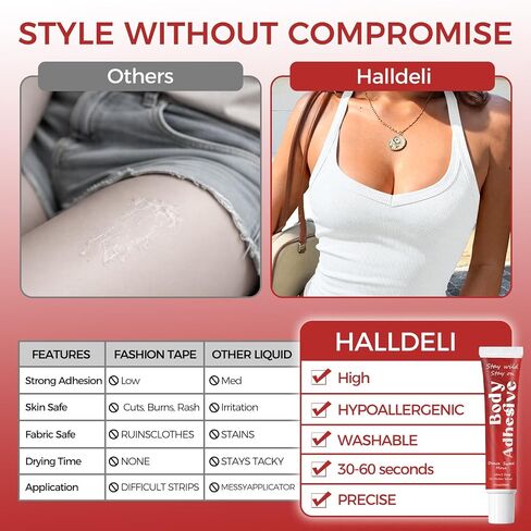 Liquid Body Glue for Clothes,Fashion Glue Tape, Clothing Glue that Holds All Day for Dancers, Women's Bras, Wigs, Stockings, Durable Waterproof Clutch Glue for Skin, Butt, Boob, Shoulder (30ml) in Saudi Arabia