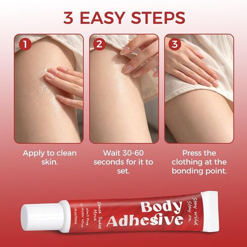 Liquid Body Glue for Clothes,Fashion Glue Tape, Clothing Glue that Holds All Day for Dancers, Women's Bras, Wigs, Stockings, Durable Waterproof Clutch Glue for Skin, Butt, Boob, Shoulder (30ml) in Saudi Arabia
