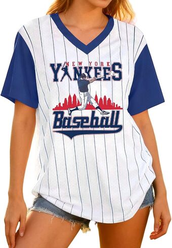 Baseball Shirt Women Baseball Mom Tshirt Striped Game Day Sports Fan Jersey Shirts V Neck Baseball Team Graphic Tee Tops in Saudi Arabia