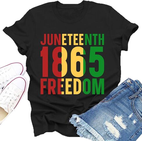 Juneteenth Shirts Women Juneteenth 1865 Freedom T-Shirt Black Pride African American Tee Tops in Saudi Arabia
