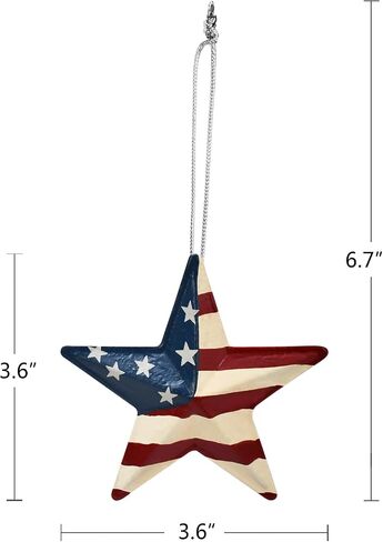 Linfevisi Patriotic Star Ornaments, 6 Pack, 3.6 Inch, Metal, Americana, Red White and Blue, Hanging, Independence Day, Memorial Day, 4th of July, Veteran Day, Christmas in Saudi Arabia