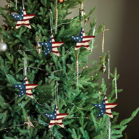 Linfevisi Patriotic Star Ornaments, 6 Pack, 3.6 Inch, Metal, Americana, Red White and Blue, Hanging, Independence Day, Memorial Day, 4th of July, Veteran Day, Christmas in Saudi Arabia