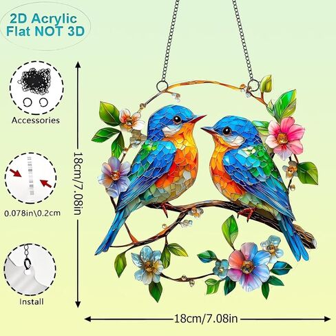 Acryl-Sonnenfänger Zum Aufhängen, Hanging Window Decor Pendant Hummingbird Pendant - Colorful Window Decoration,Sun Catchers Indoor Wall Art Home Decor Gift for Women Mom Bird Lovers in Kuwait