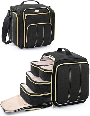 BALULHG Large Travel Makeup Bag - Cosmetic Organizer with 4 Removable transparent Inner Pockets, Multi-functional Toiletry Bag for Accessories & Brushes, Women's Beauty Case,Patent Pending in Saudi Arabia