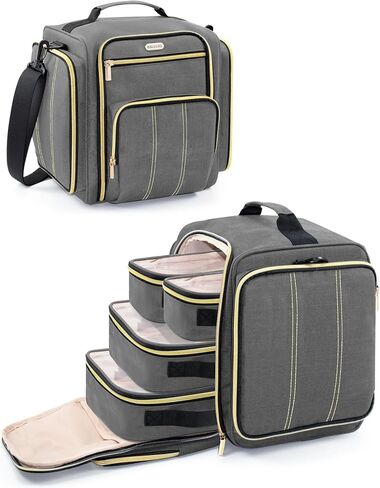 BALULHG Large Travel Makeup Bag - Cosmetic Organizer with 4 Removable transparent Inner Pockets, Multi-functional Toiletry Bag for Accessories & Brushes, Women's Beauty Case,Patent Pending in Saudi Arabia
