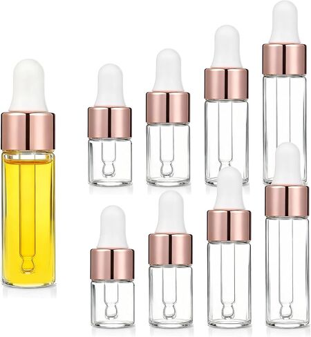 8 Pack Eye Dropper Bottle Rose for Essential Oils Mini Dropper Bottle Glass Vials Bottles Empty Travel Oil Droppings Bottles with Cap for Essence Liquid Cosmetic Containers (2ml, 3ml, 4ml, 5ml) in Saudi Arabia