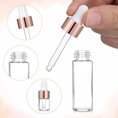 8 Pack Eye Dropper Bottle Rose for Essential Oils Mini Dropper Bottle Glass Vials Bottles Empty Travel Oil Droppings Bottles with Cap for Essence Liquid Cosmetic Containers (2ml, 3ml, 4ml, 5ml) in Saudi Arabia