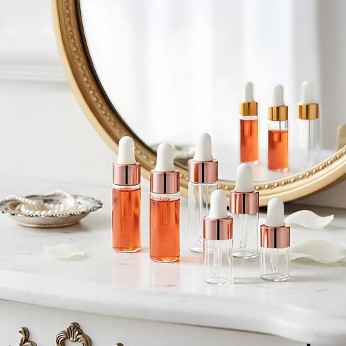 8 Pack Eye Dropper Bottle Rose for Essential Oils Mini Dropper Bottle Glass Vials Bottles Empty Travel Oil Droppings Bottles with Cap for Essence Liquid Cosmetic Containers (2ml, 3ml, 4ml, 5ml) in Saudi Arabia