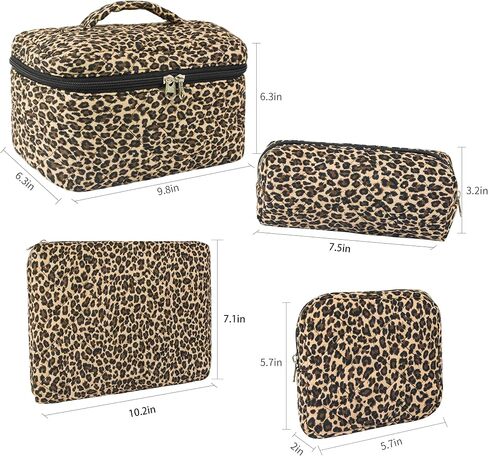 GISMTR 4Pcs Quilted Makeup Bag Set Cute Floral Cosmetic Bag Cotton Coquette Make up Bag Aesthetic Travel Toiletry Bag for Women Girls in Saudi Arabia