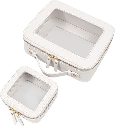 LETGO Clear Makeup Bags - TSA Approved Toiletry Bags with Zipper, Beach Makeup Organizer for Carry-on Travel Essentials, Sunscreen Cosmetic Bags for Women & Girls (Large Beige) in Saudi Arabia