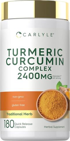 Carlyle Turmeric Curcumin Supplement 2400mg | 180 Powder Capsules | Herbal Formula | Non-GMO, Gluten Free in Saudi Arabia