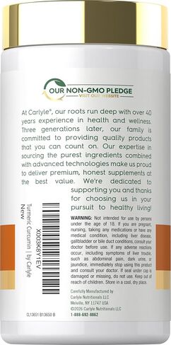 Carlyle Turmeric Curcumin Supplement 2400mg | 180 Powder Capsules | Herbal Formula | Non-GMO, Gluten Free in Saudi Arabia