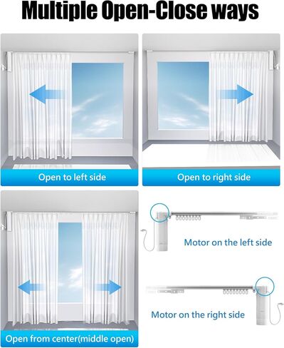 Smart Curtains System, Electric Curtain Track with Automated Rail, Motorized Curtain Rod with Remote Control, Works with Alexa Google Home Tuya App, Voice Control, for Home Bedroom 20"-126" in Saudi Arabia