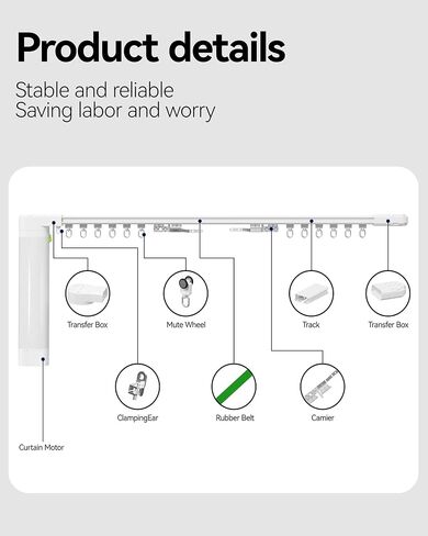 Smart Curtains System, Electric Curtain Track with Automated Rail, Motorized Curtain Rod with Remote Control, Works with Alexa Google Home Tuya App, Voice Control, for Home Bedroom 20"-126" in Saudi Arabia
