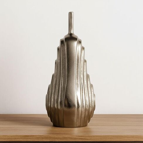 Pear Statuary Decorative Sculpture – Aluminum Metal Modern Home Decor, Decorative Object – Contemporary Shelf Art & Coffee Table Decor for Living Room & Office – 8", Gold in Saudi Arabia