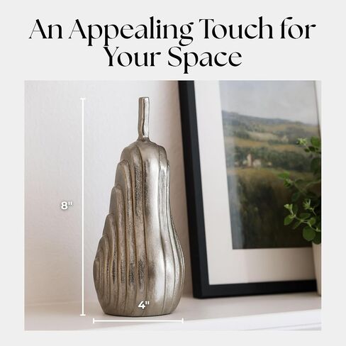 Pear Statuary Decorative Sculpture – Aluminum Metal Modern Home Decor, Decorative Object – Contemporary Shelf Art & Coffee Table Decor for Living Room & Office – 8", Gold in Saudi Arabia