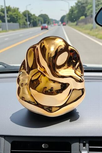 Santosh Jewellers™ Ganpati/Ganesh Idol Statue, Multicolour Fiber, 6x6 cm, Glossy Finish, Religious Theme, for Car Dashboard in Saudi Arabia