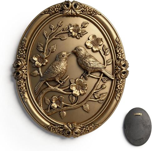 UULENNYM Vintage Decor, Wall Sculptures, Gold Bird Flower Relief Wall Art, 10.24x8.27x0.59 Inch 1.32lb for Living Room Bedroom Bathroom Office in Saudi Arabia