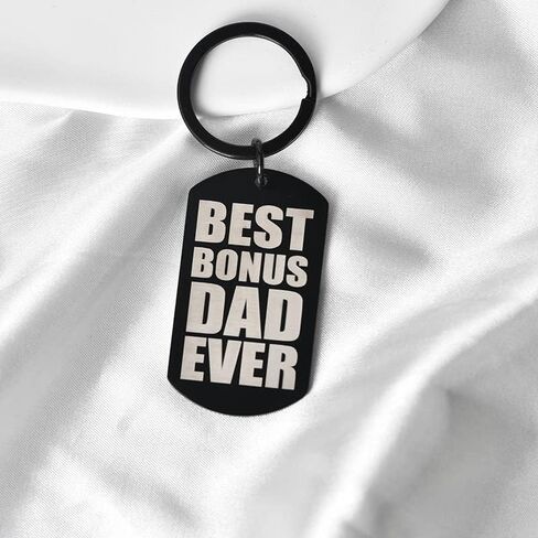 Bonus Dad Gifts Keychain from Daughter Son Step Dad Fathers Day Birthday Gift for Stepdad Stepfather Double-Sided Key Ring Thank You for Being The Dad You Didn’t Have To Be Key Chain in Kuwait