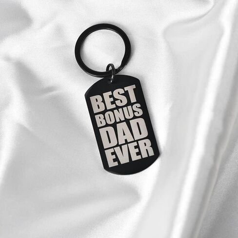 Bonus Dad Gifts Keychain from Daughter Son Step Dad Fathers Day Birthday Gift for Stepdad Stepfather Double-Sided Key Ring Thank You for Being The Dad You Didn’t Have To Be Key Chain in Kuwait
