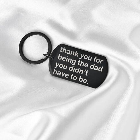 Bonus Dad Gifts Keychain from Daughter Son Step Dad Fathers Day Birthday Gift for Stepdad Stepfather Double-Sided Key Ring Thank You for Being The Dad You Didn’t Have To Be Key Chain in Kuwait