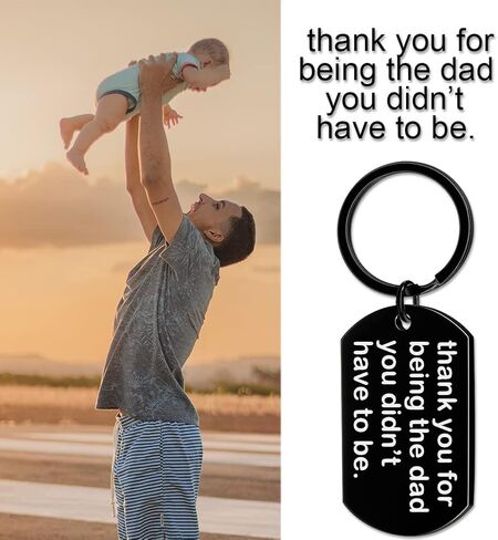 Bonus Dad Gifts Keychain from Daughter Son Step Dad Fathers Day Birthday Gift for Stepdad Stepfather Double-Sided Key Ring Thank You for Being The Dad You Didn’t Have To Be Key Chain in Kuwait