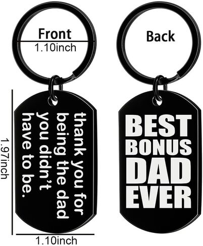 Bonus Dad Gifts Keychain from Daughter Son Step Dad Fathers Day Birthday Gift for Stepdad Stepfather Double-Sided Key Ring Thank You for Being The Dad You Didn’t Have To Be Key Chain in Kuwait