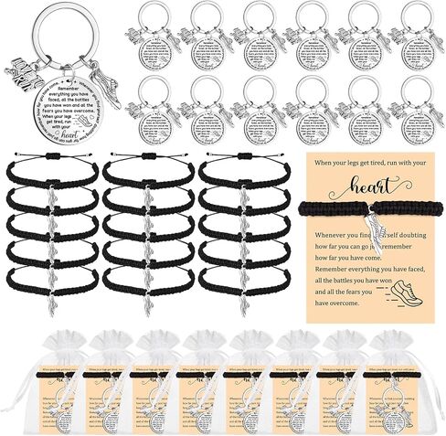 64 Pcs Track and Field Gift Bulk Include Adjustable Running Bracelets Keychains and Cards Cross Country Running Bracelets Bulk Marathon Runner Gifts Running Lover Gift for Women Men Adult Training in Saudi Arabia