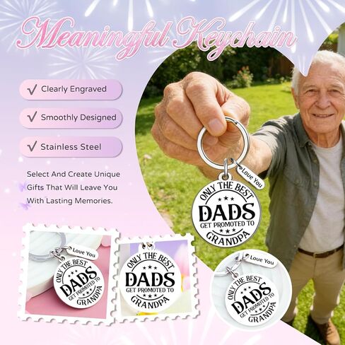 Promoted To Grandpa 2026 Keychain Fathers Day Gifs for Grandfather Pregnancy Announcement for Grandpa First Time Grandfather Gifts for Men in Saudi Arabia