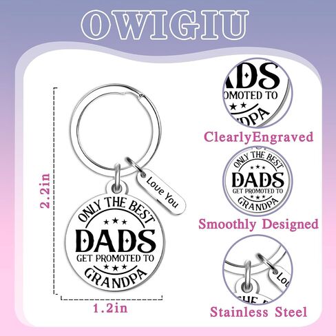 Promoted To Grandpa 2026 Keychain Fathers Day Gifs for Grandfather Pregnancy Announcement for Grandpa First Time Grandfather Gifts for Men in Saudi Arabia