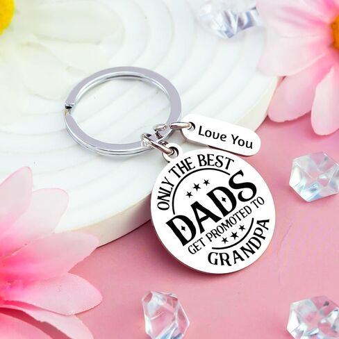 Promoted To Grandpa 2026 Keychain Fathers Day Gifs for Grandfather Pregnancy Announcement for Grandpa First Time Grandfather Gifts for Men in Saudi Arabia