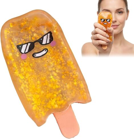 Gel Sugar Squishies Ice Cream Popsicle Squishy, Ice Cream Squeeze Squishy Sensory Tool for Mood Relief and Focus, Soft and Durable Orange Popsicle Design in Saudi Arabia