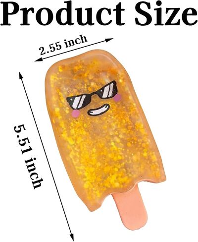 Gel Sugar Squishies Ice Cream Popsicle Squishy, Ice Cream Squeeze Squishy Sensory Tool for Mood Relief and Focus, Soft and Durable Orange Popsicle Design in Saudi Arabia