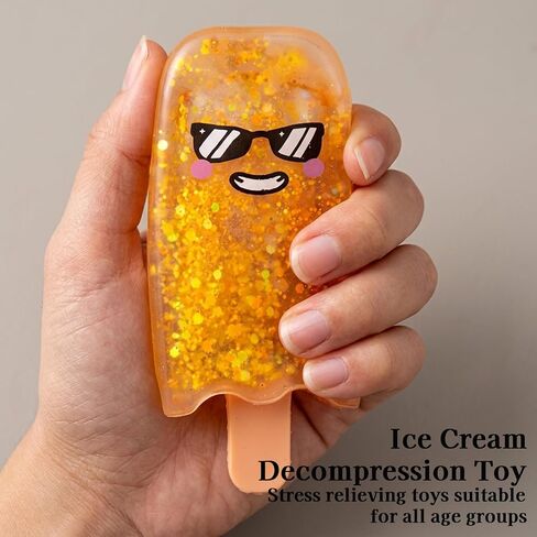 Gel Sugar Squishies Ice Cream Popsicle Squishy, Ice Cream Squeeze Squishy Sensory Tool for Mood Relief and Focus, Soft and Durable Orange Popsicle Design in Saudi Arabia