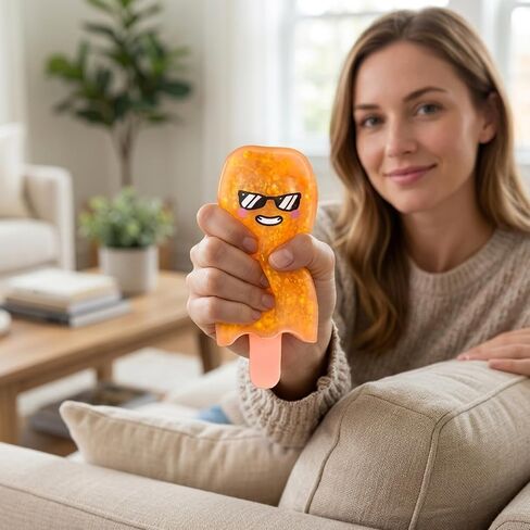 Gel Sugar Squishies Ice Cream Popsicle Squishy, Ice Cream Squeeze Squishy Sensory Tool for Mood Relief and Focus, Soft and Durable Orange Popsicle Design in Saudi Arabia