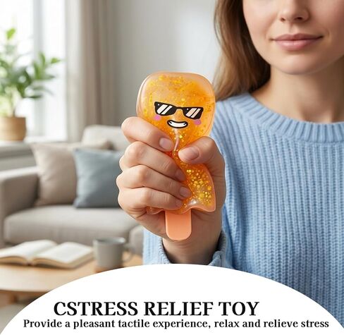 Gel Sugar Squishies Ice Cream Popsicle Squishy, Ice Cream Squeeze Squishy Sensory Tool for Mood Relief and Focus, Soft and Durable Orange Popsicle Design in Saudi Arabia