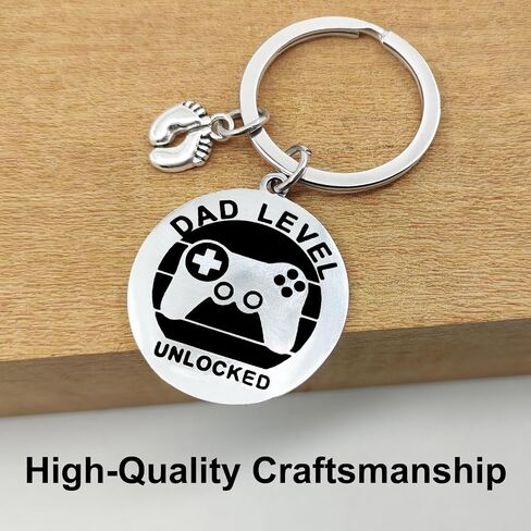 GJD Dad Levels Unlocked Keychain, Gamer Birthday Gift for Dad, Silver in Saudi Arabia