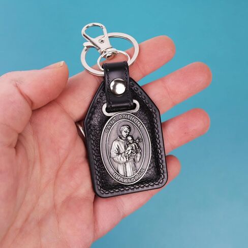 Needzo Saint Anthony Keychain, Religious Key Tag with Lobster Clasp, Keepsake Gift, 3 3/4 Inches in Kuwait