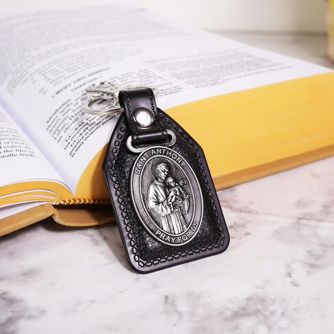 Needzo Saint Anthony Keychain, Religious Key Tag with Lobster Clasp, Keepsake Gift, 3 3/4 Inches in Kuwait