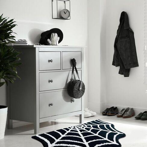 Spider Web Bath Mat, 31"x20" Halloween Bath Mat Goth Rug Absorbent Spiderweb Rug, Non Slip Machine Washable Goth Area Rug Gothic Decor for Bathroom, Front Door, Bedroom (Black) in Saudi Arabia