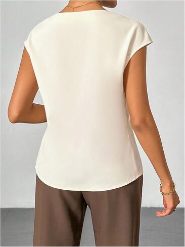 SHENHE Women's Twist Front Cap Sleeve Blouse Casual Pleated V Neck Work Shirt Teacher Outfits in Kuwait