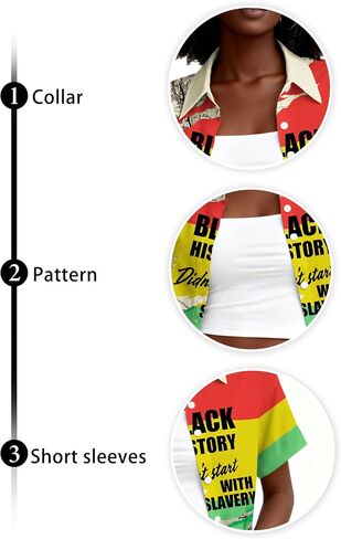 Black History Shirts for Women: Black History Month Button Up Blouse Short Sleeve Tshirt African Map Graphic Tee Tops in Saudi Arabia