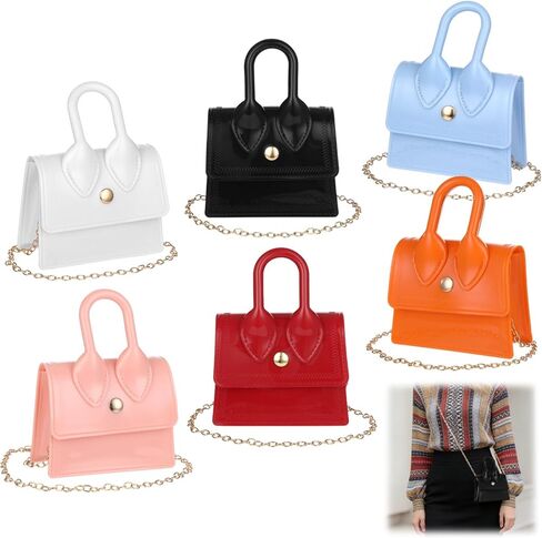 6 PCS Mini Purse Tiny Shoulder Bag, PVC Jelly Crossbody Bag, Candy Color Cute Young Lady Handbag with Removable Shoulder Strap for Women, Fashionistas, Bridesmaid Crossbody Bag in Saudi Arabia