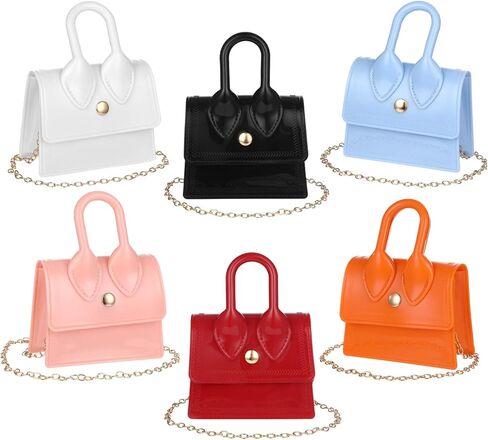 6 PCS Mini Purse Tiny Shoulder Bag, PVC Jelly Crossbody Bag, Candy Color Cute Young Lady Handbag with Removable Shoulder Strap for Women, Fashionistas, Bridesmaid Crossbody Bag in Saudi Arabia
