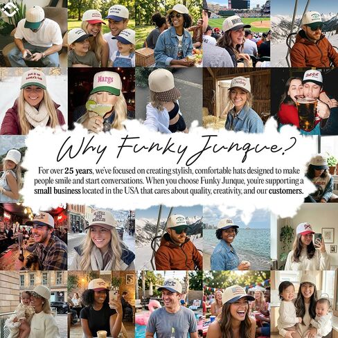 Funky Junque 2 Tone Trucker Hat Criss Cross Ponytail Cap, Womens 100% Cotton Snapback for High Bun and Thick Curly Hair - Pinstripe - Denim & White/Beige in Kuwait