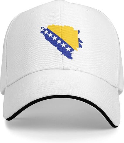 Bosnian Map Flag Unisex Baseball Cap Fits Men Women Adjustable Dad Hat Sandwich Bill Cap in Saudi Arabia