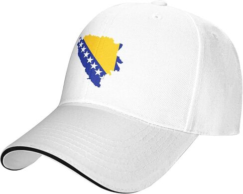 Bosnian Map Flag Unisex Baseball Cap Fits Men Women Adjustable Dad Hat Sandwich Bill Cap in Saudi Arabia