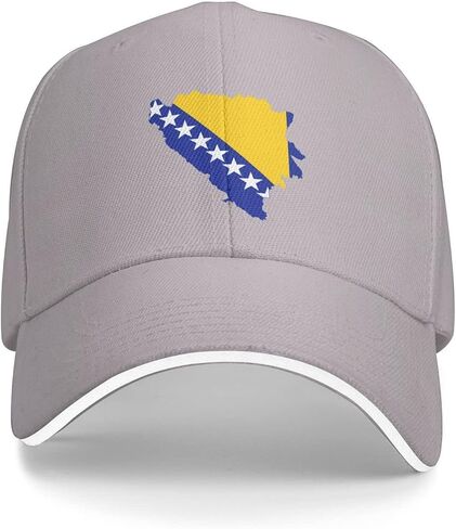 Bosnian Map Flag Unisex Baseball Cap Fits Men Women Adjustable Dad Hat Sandwich Bill Cap in Saudi Arabia