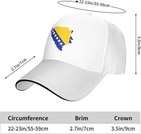 Bosnian Map Flag Unisex Baseball Cap Fits Men Women Adjustable Dad Hat Sandwich Bill Cap in Saudi Arabia