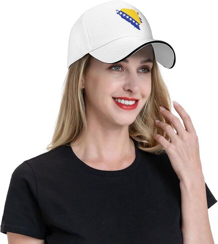 Bosnian Map Flag Unisex Baseball Cap Fits Men Women Adjustable Dad Hat Sandwich Bill Cap in Saudi Arabia